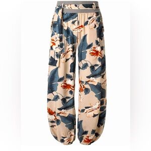 BAISHENGGT Women’s Button Deco Elastic Cuff Belted Harem Pants.